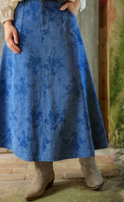 Black Colour Nederdel - Fiola - Denim Blue