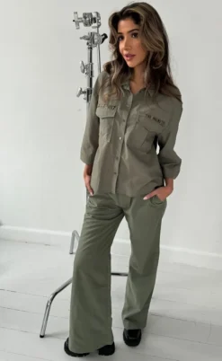 Continue Bluse - Mili Vide Sleve - Army