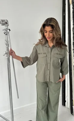 Continue Bluse - Mili Vide Sleve - Army