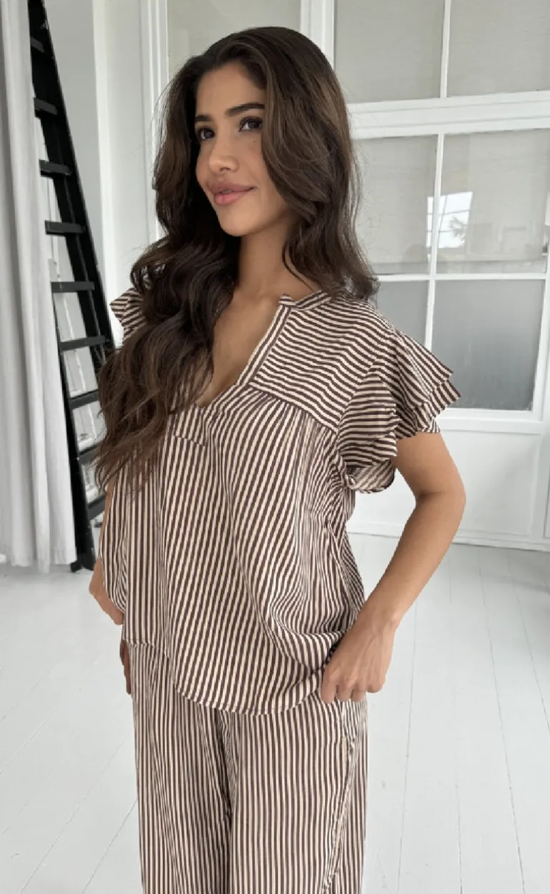 Continue Top - Christel - Brown Small Stripe