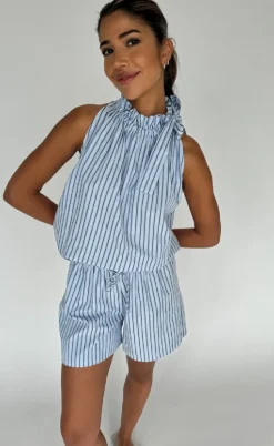 Continue Top - Liva Poplin - Blue Stripe