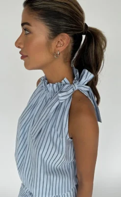 Continue Top - Liva Poplin - Blue Stripe
