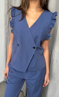 Continue Vest - Lydia - Blue Stripe