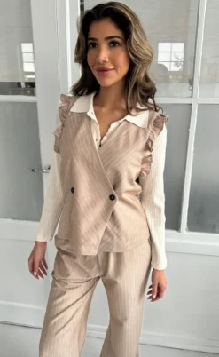 Continue Vest - Lydia - Sand/White Stripe