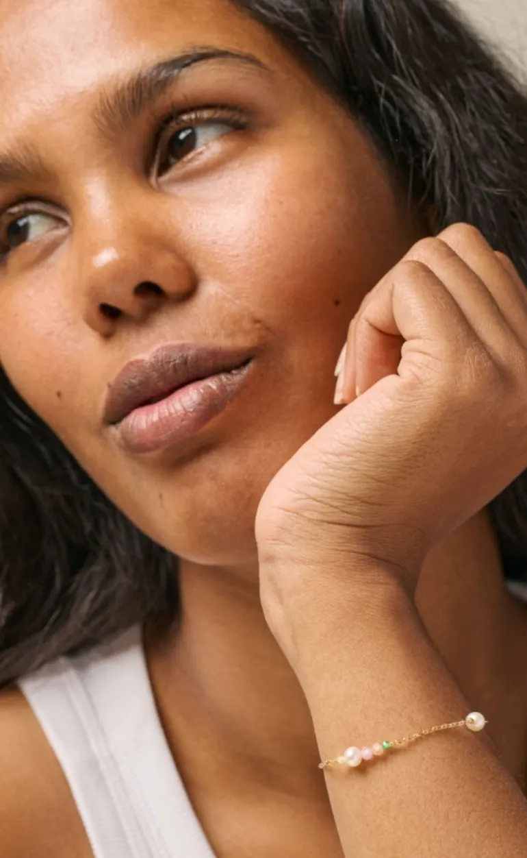 ENAMEL Copenhagen Armbånd - Sofia - Light Pink/Khaki Green/Peach/Pearl