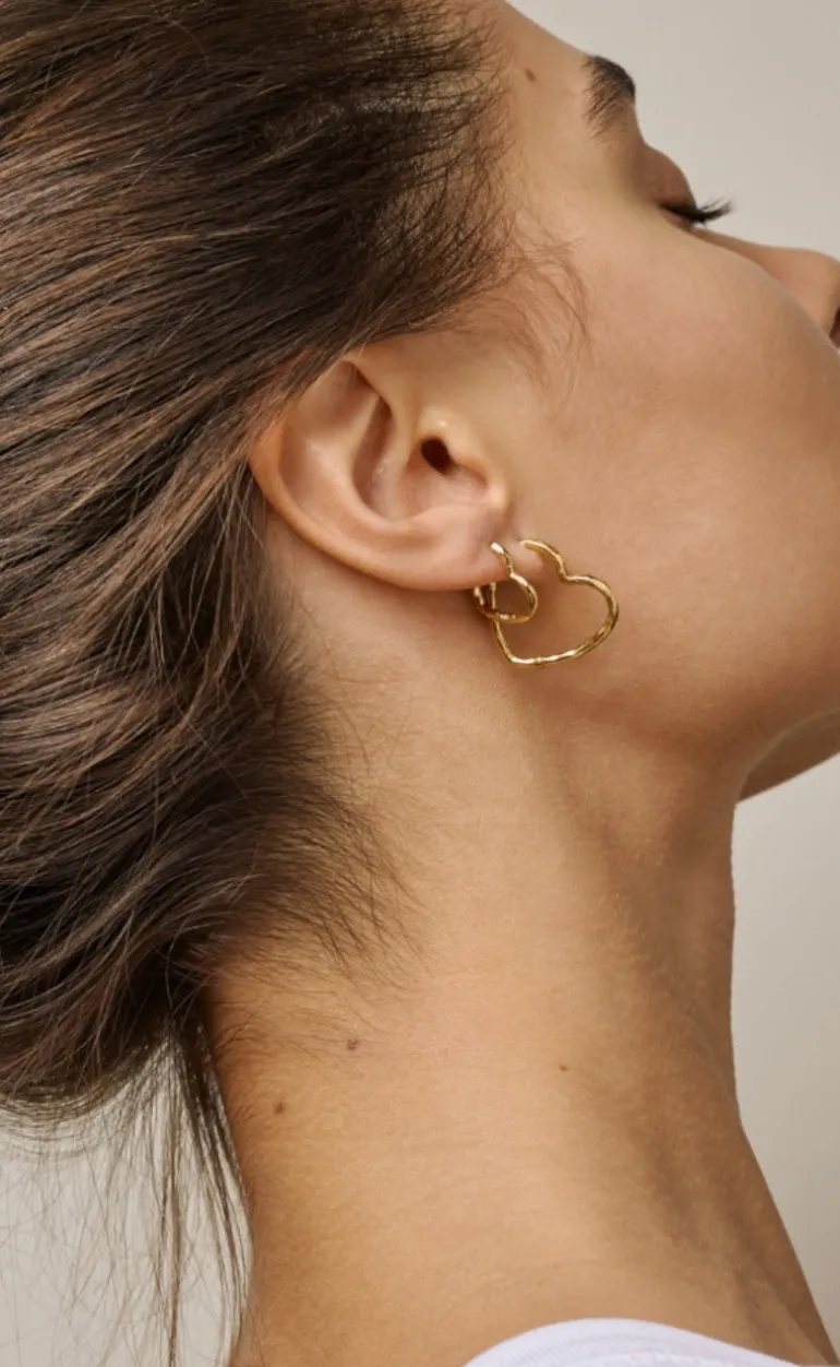ENAMEL Copenhagen Øreringe - Organic Heart Small - Gold Colour