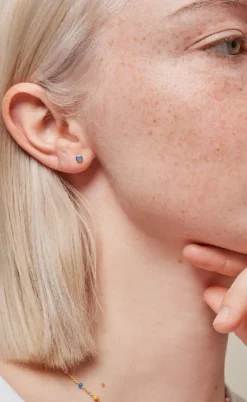 Enamel Copenhagen Øreringe - Stud Enamel Dot - Cornflower