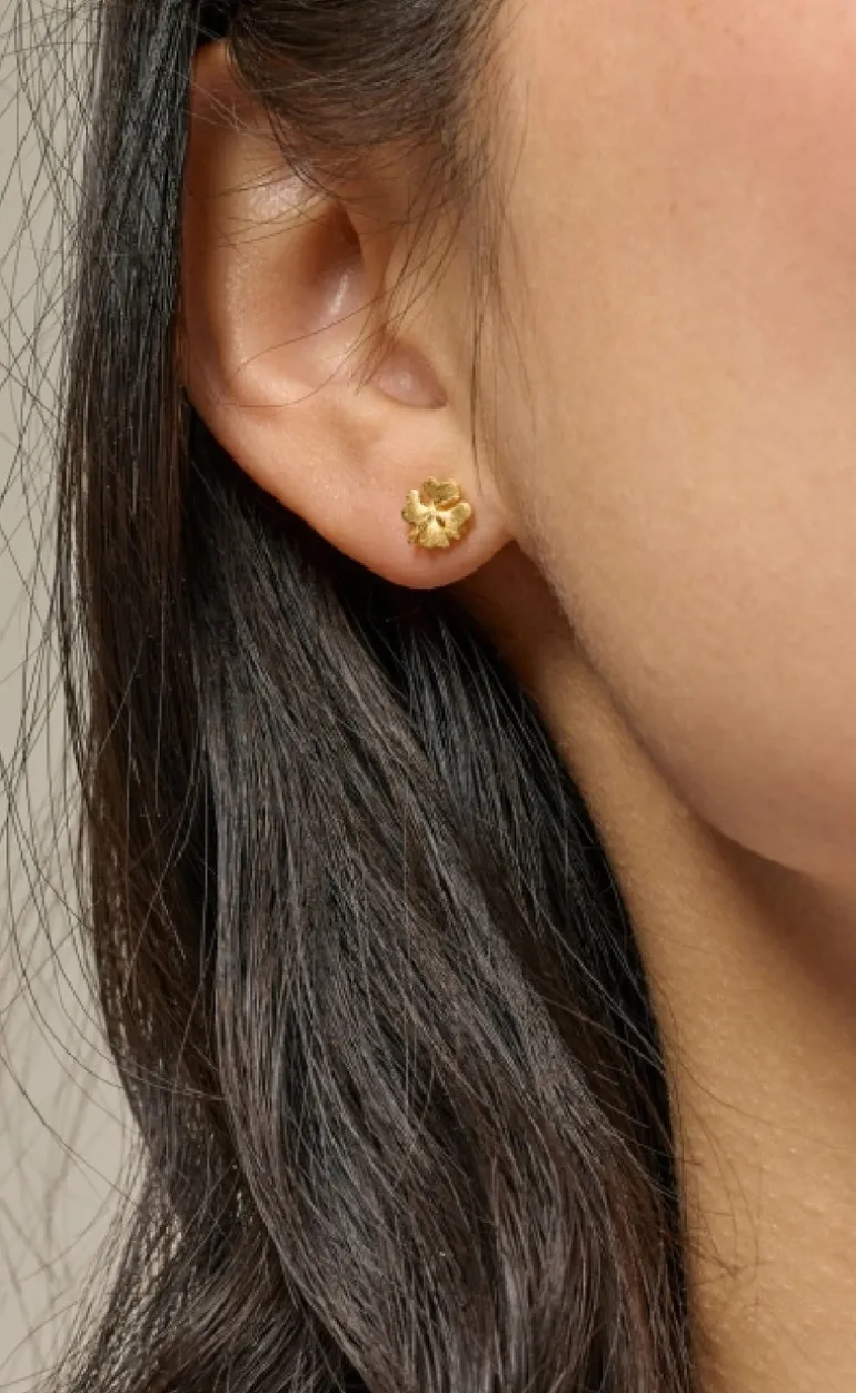 Enamel Copenhagen Øreringe - Studs Organic Clover - Gold Colour