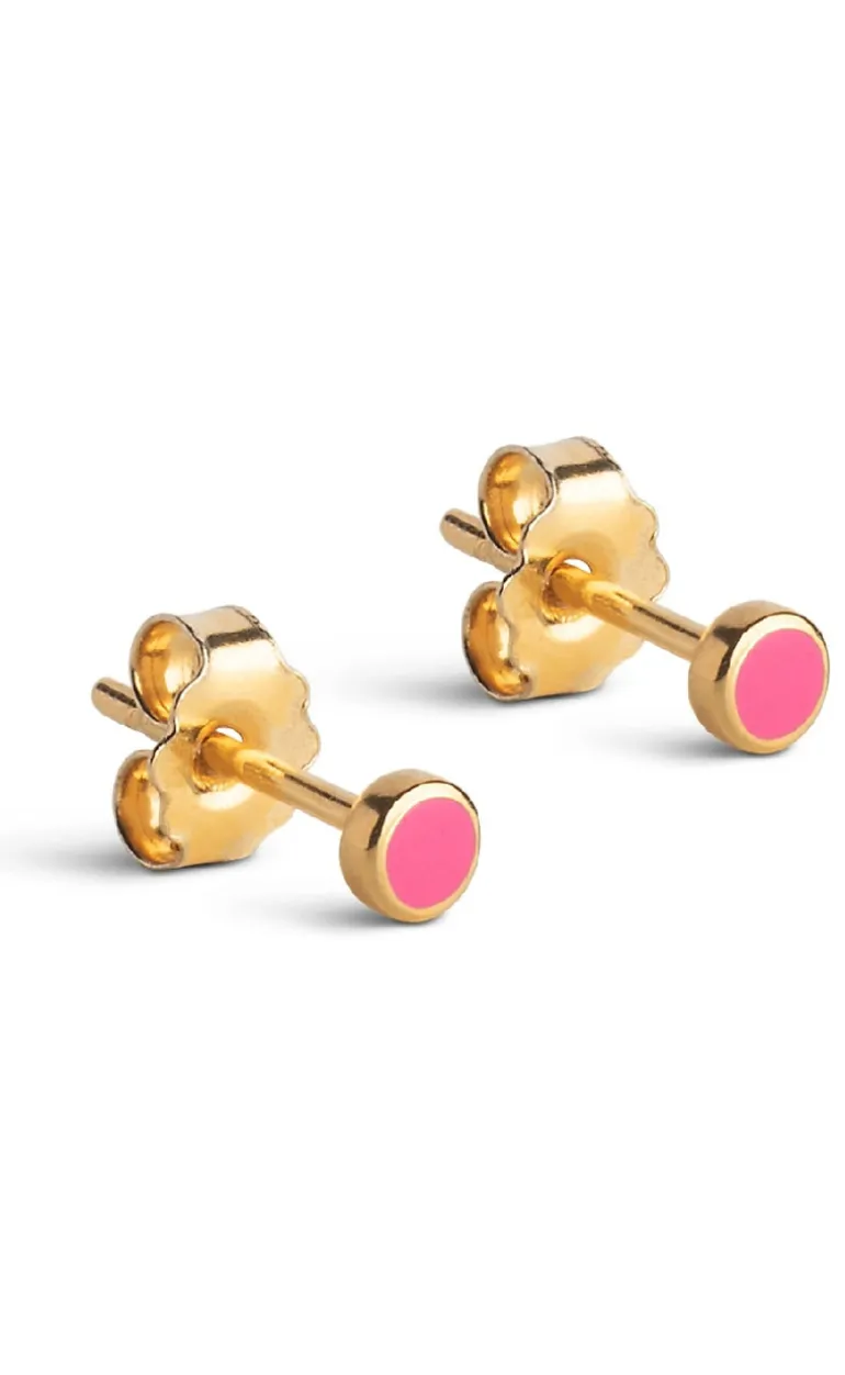 Enamel Copenhagen Øreringe - Stud Enamel Dot - Pink