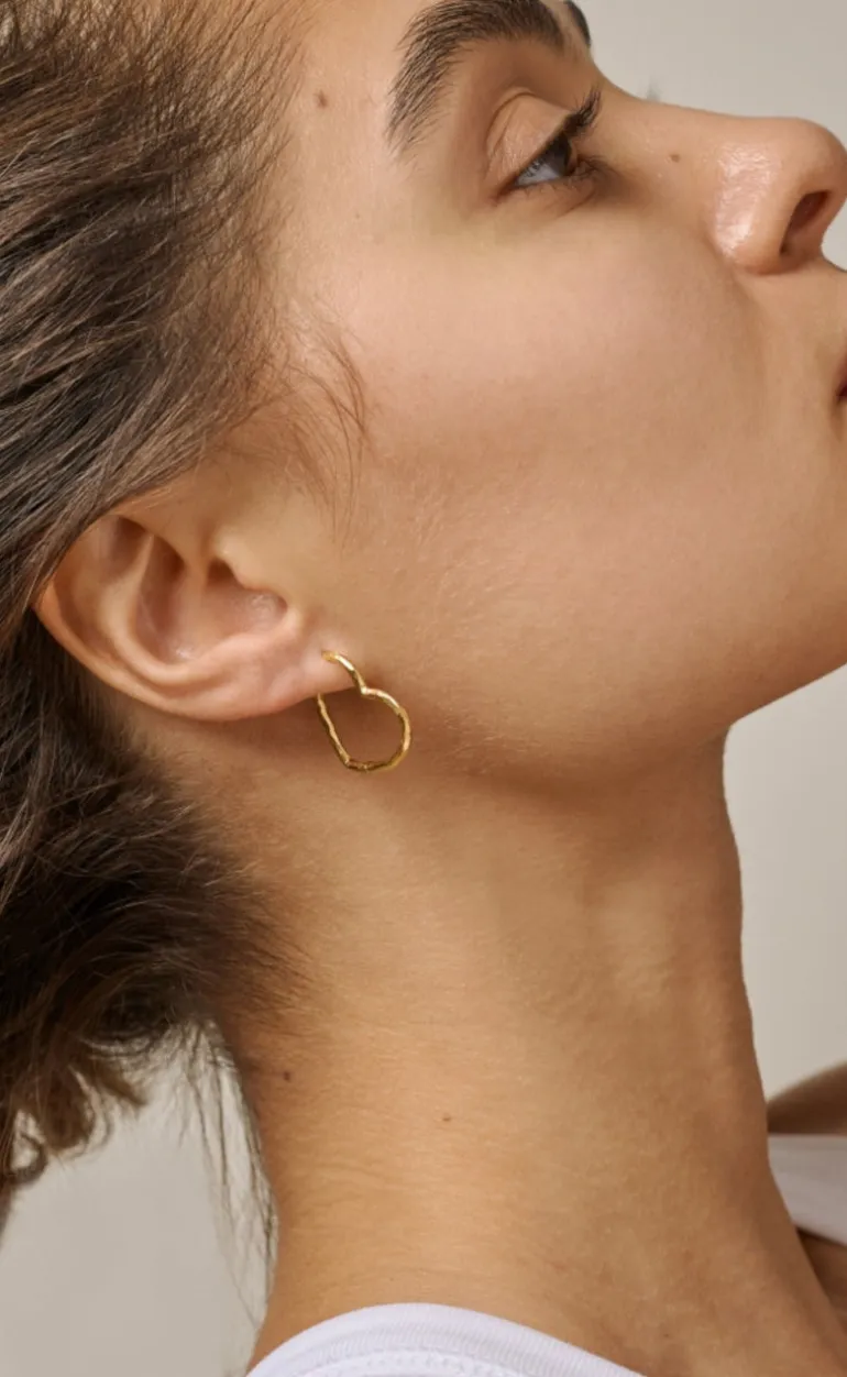 ENAMEL Copenhagen Øreringe - Organic Heart Medium - Gold Colour
