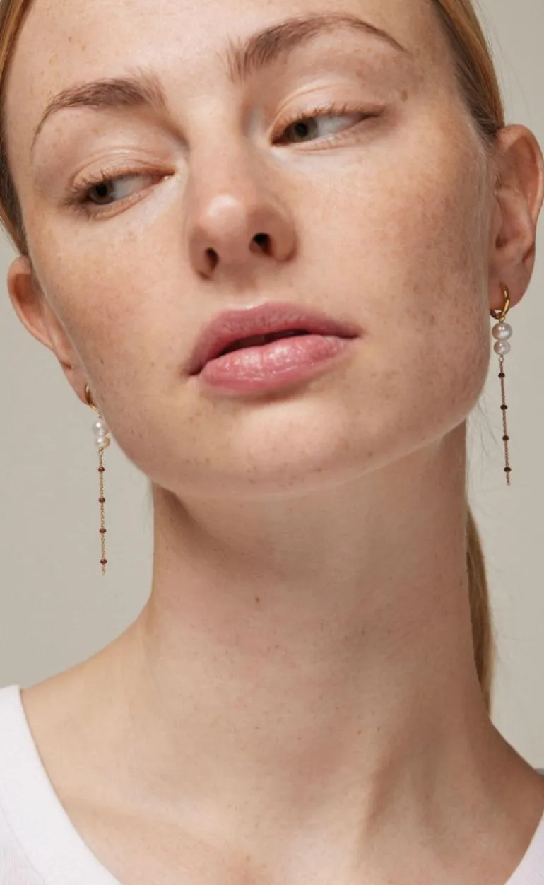 ENAMEL Copenhagen Øreringe - Lola Double Pearl Hoops - Copper