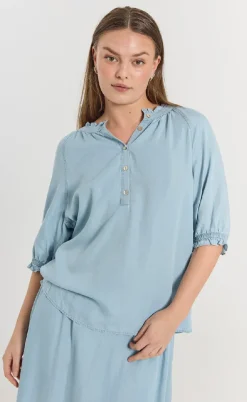 Freequent Bluse - Carly - Light Blue Denim