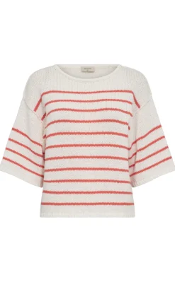 Freequent Bluse - Grande - Brilliant White w. Hot Coral