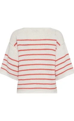Freequent Bluse - Grande - Brilliant White w. Hot Coral