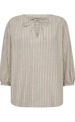 Freequent Bluse - Lalux - Sand Melange w. Off-White