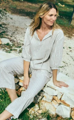 Freequent Bluse - Lalux - Sand Melange w. Off-White