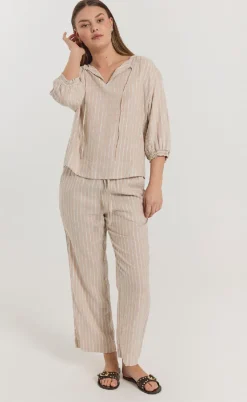 Freequent Bluse - Lalux - Sand Melange w. Off-White