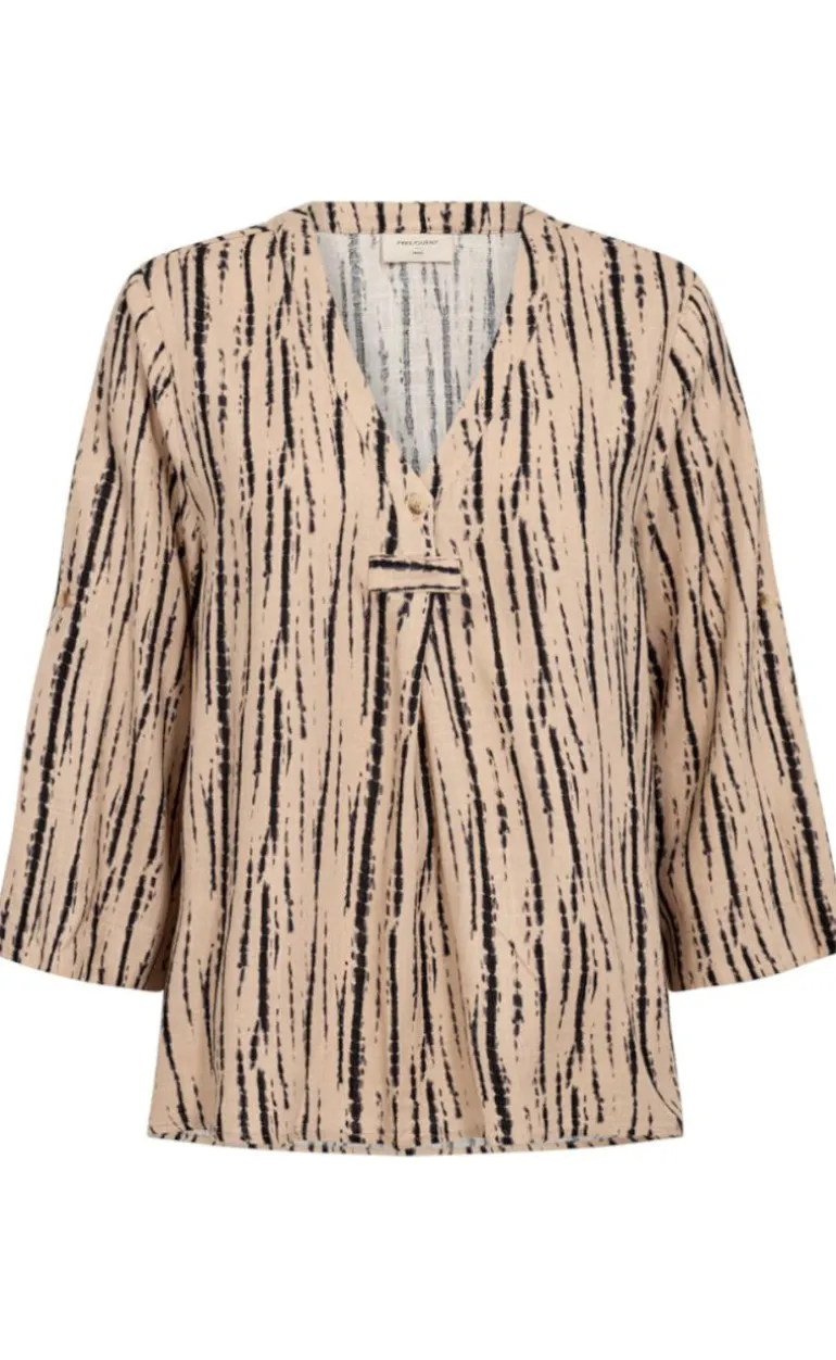 Freequent Bluse - Larin - Sand Melange w. Black
