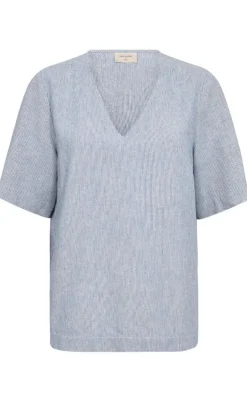 Freequent Bluse - Lava - Off White w. Nebulas Blue