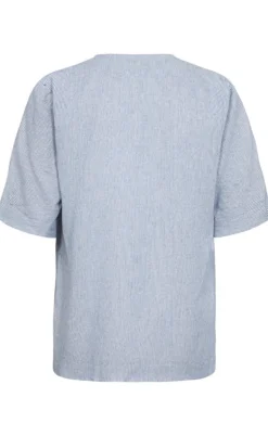 Freequent Bluse - Lava - Off White w. Nebulas Blue