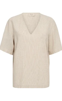 Freequent Bluse - Lava - Simply Taupe w. Off-white
