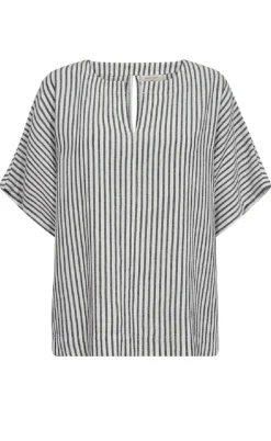 Freequent Bluse - Lavisco - Star Off-white w. Navy Blazer