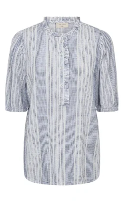 Freequent Bluse - Nollie - Brilliant White w. Deep Ultrama