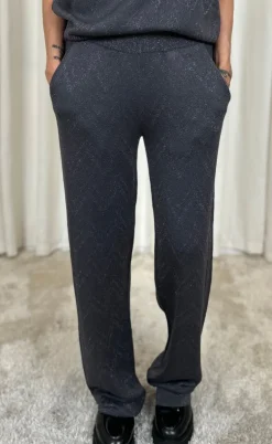 Freequent Bukser - Anilux - Gray Pinetripe W. Gunmetal