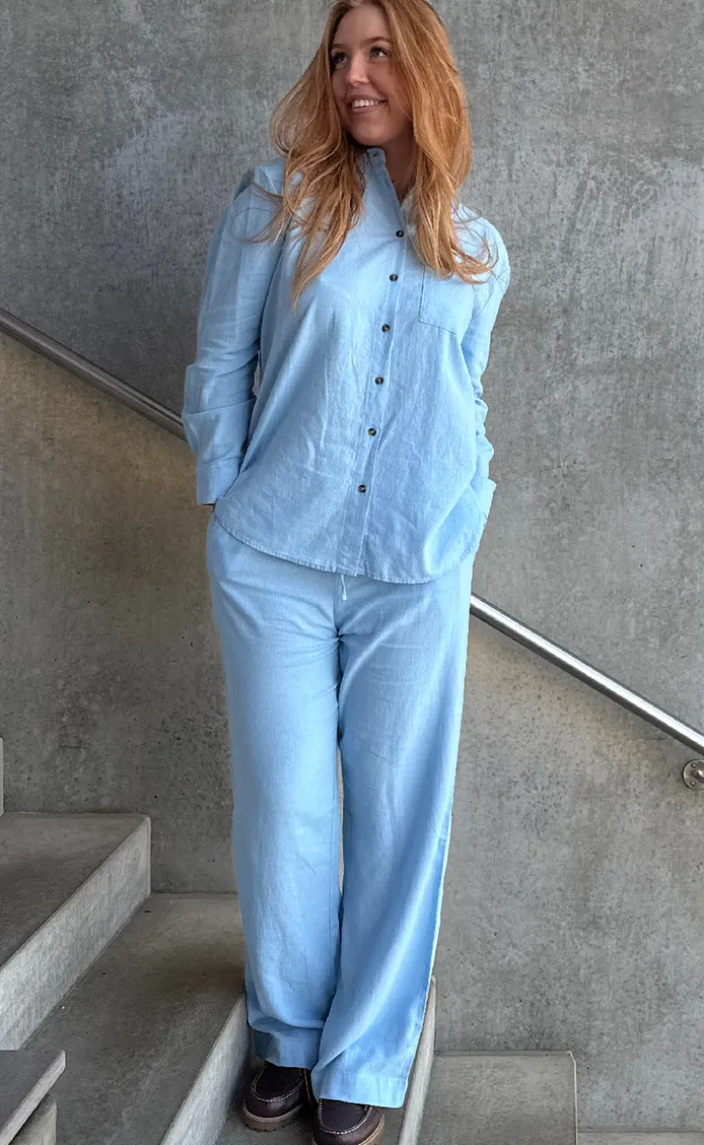 Freequent Bukser - Lava - Chambray Blue