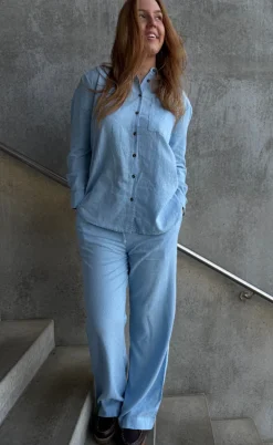 Freequent Bukser - Lava - Chambray Blue