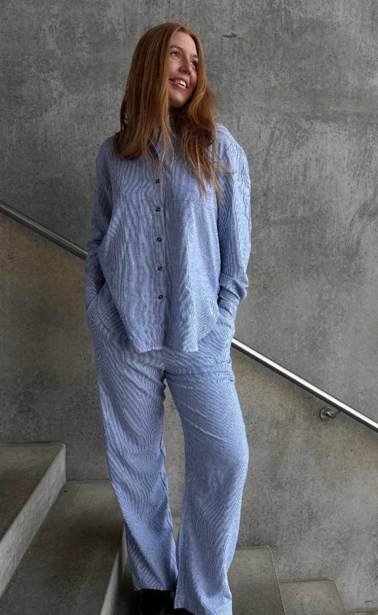 Freequent Bukser - Lava - Off White w. Nebulas Blue