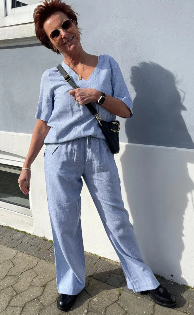 Freequent Bukser - Lava - Off White w. Nebulas Blue