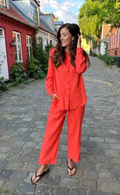 Freequent Bukser - Lava Ankle - Hot Coral