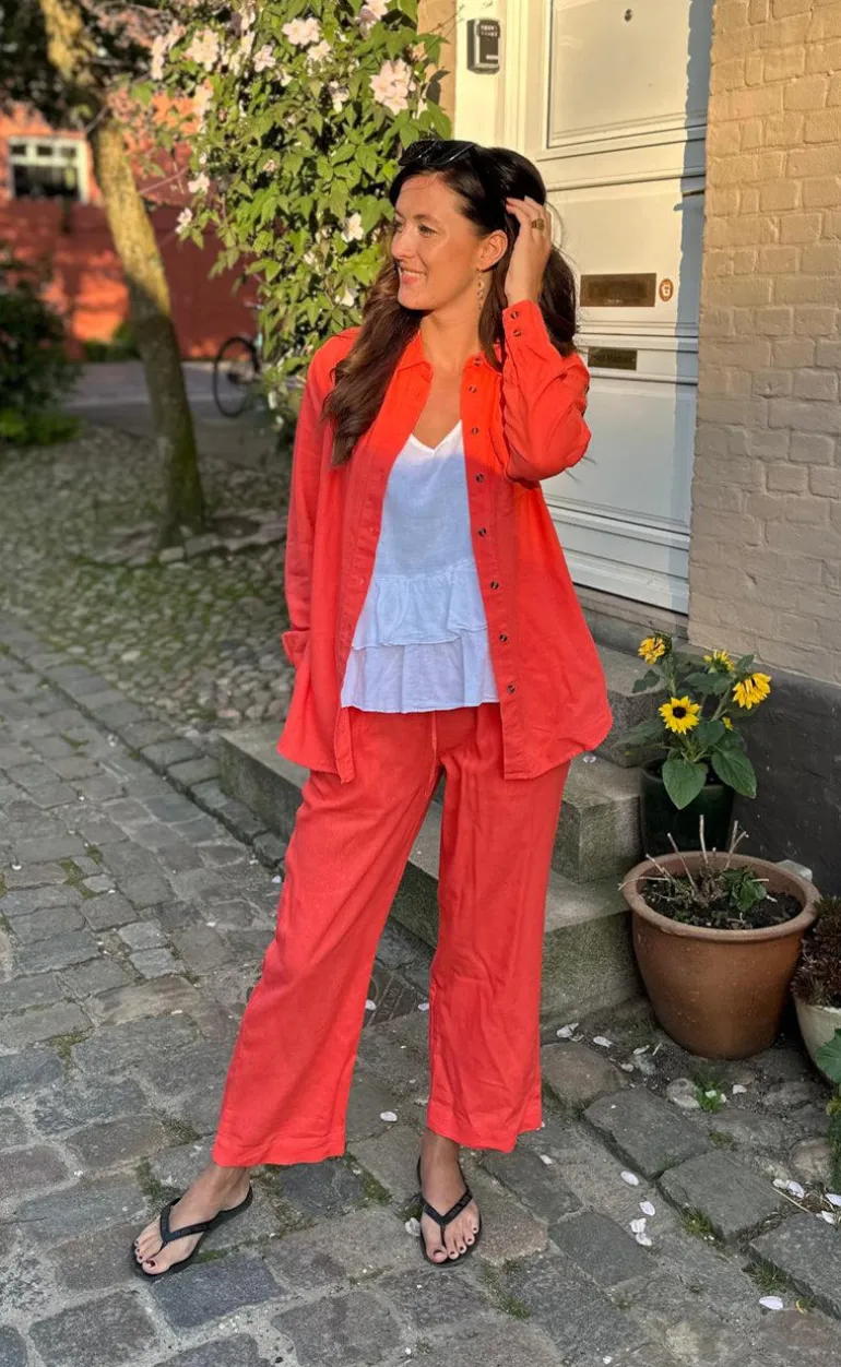 Freequent Bukser - Lava Ankle - Hot Coral