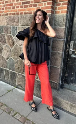 Freequent Bukser - Lava Ankle - Hot Coral
