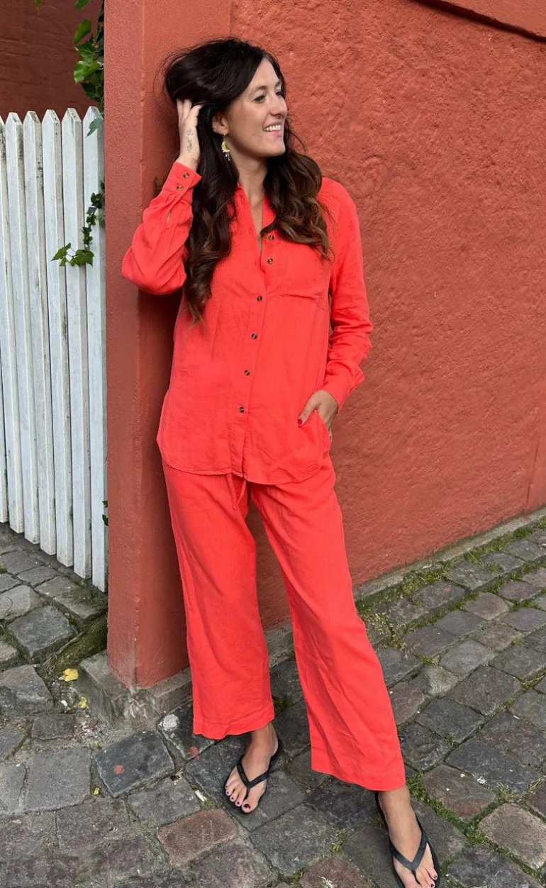 Freequent Bukser - Lava Ankle - Hot Coral