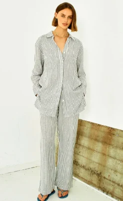 Freequent Bukser - Lavisco - Star Off-white w. Navy Blazer