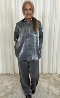 Freequent Bukser - Naron - Gray Pinstripe