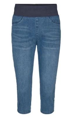 Freequent Bukser - Shantal Capri Denim - Medium Blue Denim