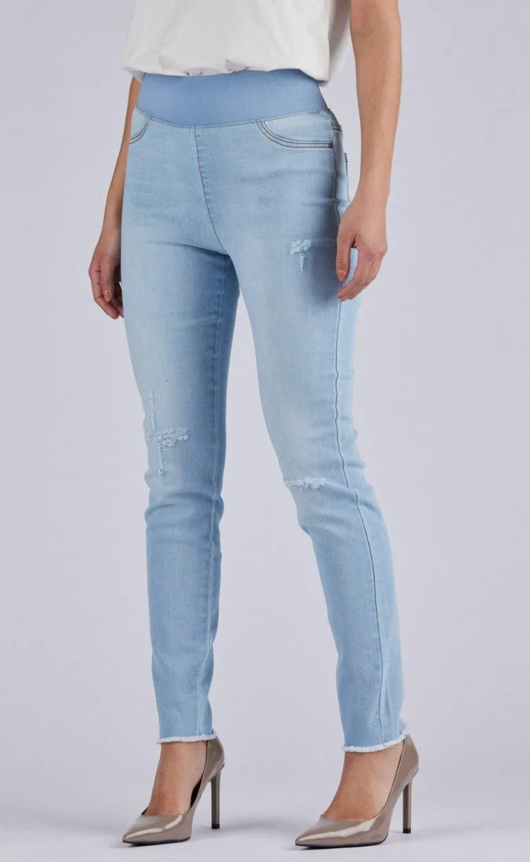 Freequent Bukser - Shantal Ankle Broken - Bleached Blue Denim