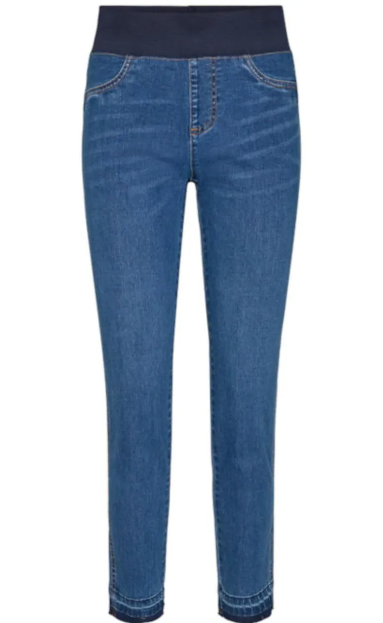 Freequent Bukser - Shantal Ankle Raw - Medium Blue Denim