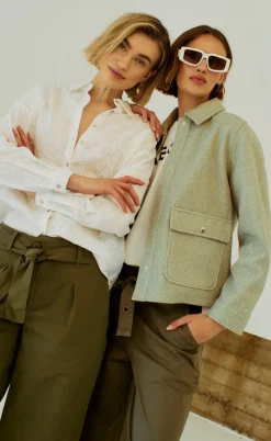 Freequent Jakke - Yanna - Deep Lichen Green Mel.