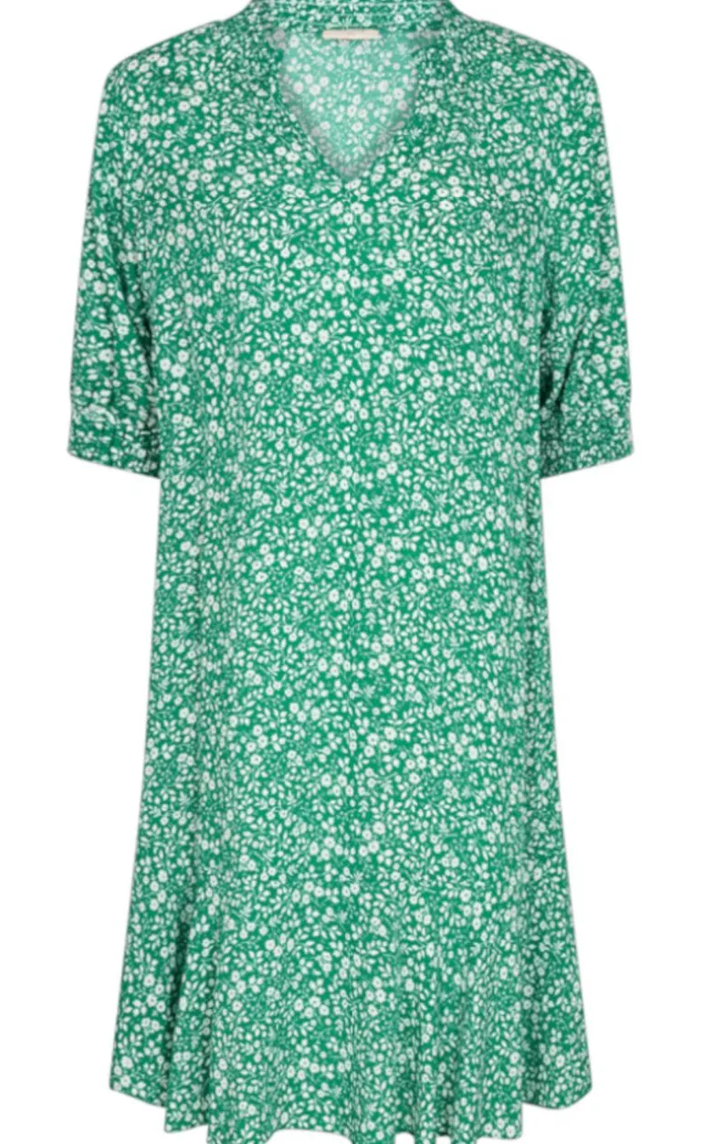 Freequent Kjole - Adney - Pepper Green W. Off White