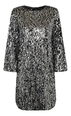 Freequent Kjole - Eve - Silver w. Black