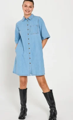 Freequent Kjole - Lisea - Light Blue Denim