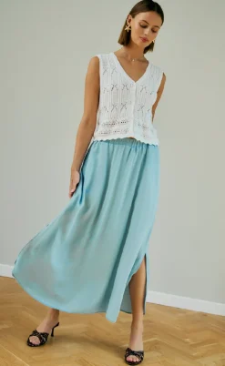 Freequent Nederdel - Carly - Light Blue Denim