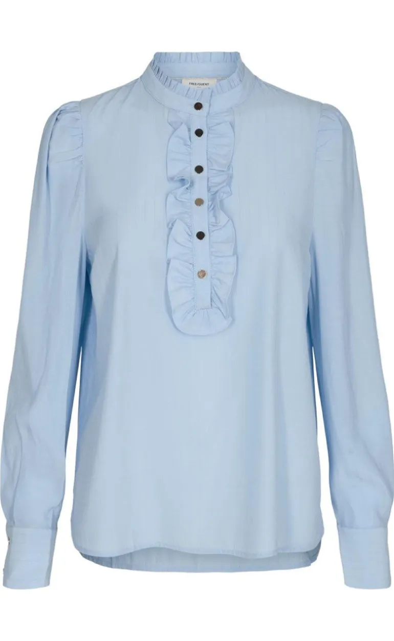 Freequent Skjorte - April - Forever Blue / Chambray Blue