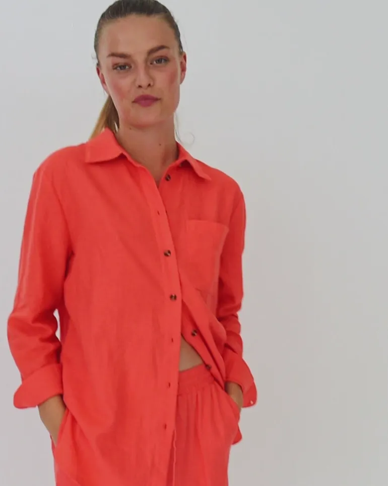 Freequent Skjorte - Lava Simple - Hot Coral