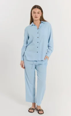 Freequent Skjorte - Lava Simple - Chambray Blue