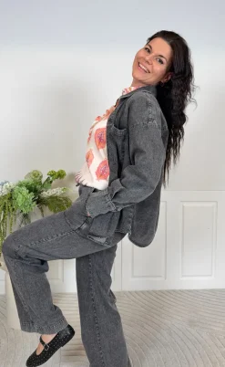 Freequent Skjorte - Lisea - Vintage Grey Denim